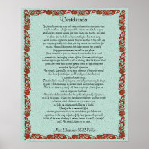 Desiderata "desired things", prose print