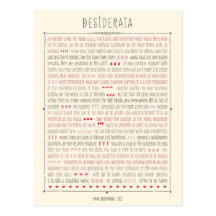Desiderata Inspirational Poem Post Card