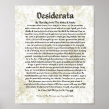 DESIDERATA Poem  Max Ehrmann-Medieval Calligraphy Poster