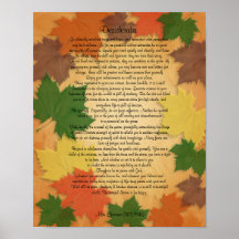 Desiderata prose Fall leaves Poster