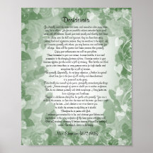 Desiderata" prose green floral poster