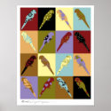 Design parrots quilt decor poster posters