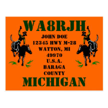 Design Your Own QSL HAM Radio Ops Card Bronc Rider Post Cards