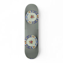 Dessert plate with colourful flower designs skate board