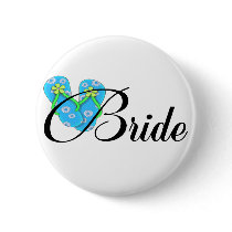 Destination Bride Flip Flop Blue Pinback Buttons