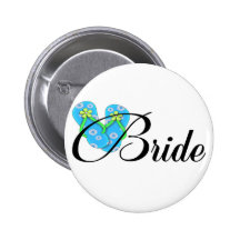 Destination Bride Flip Flop Blue Pinback Buttons