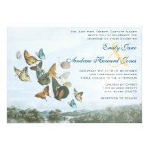 Destination Butterfly and Palm Tree Wedding Invite