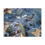 Detail of frozen river bank,ice,stone,sand,water.. post cards