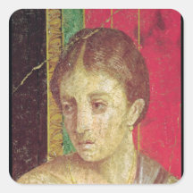 Detail of the head of the Seated Mother Square Stickers