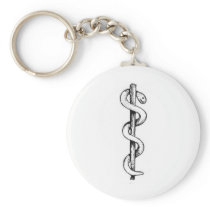 Detailed Staff of Asclepius Keychain