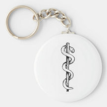 Detailed Staff of Asclepius Keychain