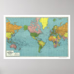 Detailed WWII World Map 1942 posters