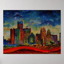 Detroit IV Cityscape - Canvas print