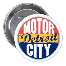 Detroit Vintage Label Pinback Buttons