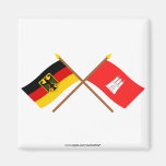 Deutschland und Hamburg Flaggen, gekreuzt Fridge Magnets