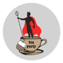 Devil anti tea party round stickers