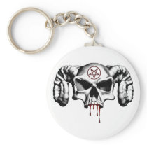 Devil Half Skull Keychain