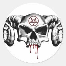 Devil Half Skull Round Stickers