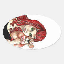 DevilGirl and her Teddy Oval Sticker