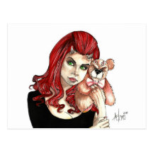 DevilGirl and her Teddy Post Card
