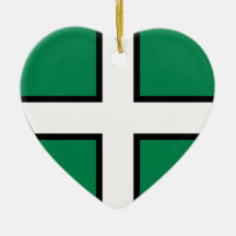 Devon Flag Heart Christmas Tree Ornaments