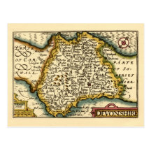 "Devonshire" Devon County Map, England Postcard