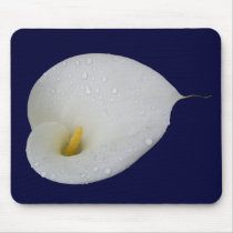 Dew drops on White Lily Mousemat