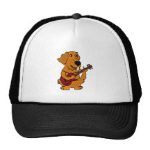 DG- Golden Retriever Playing the Guitar Cartoon Trucker Hat