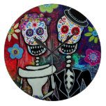Dia de los Muertos Couple Wedding Lover Clock