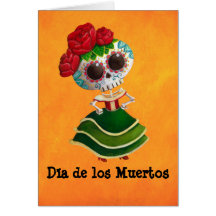 Dia de Muertos Mexican Miss Death Greeting Card