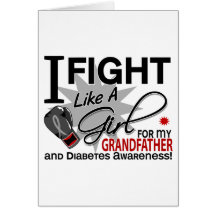 Diabetes Fight Like A Girl Grandfather 11 Card