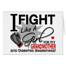 Diabetes Fight Like A Girl Grandmother 11 Card