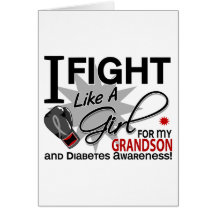 Diabetes Fight Like A Girl Grandson 11 Card