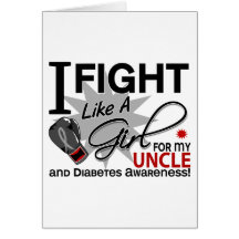Diabetes Fight Like A Girl Uncle 11 Greeting Cards