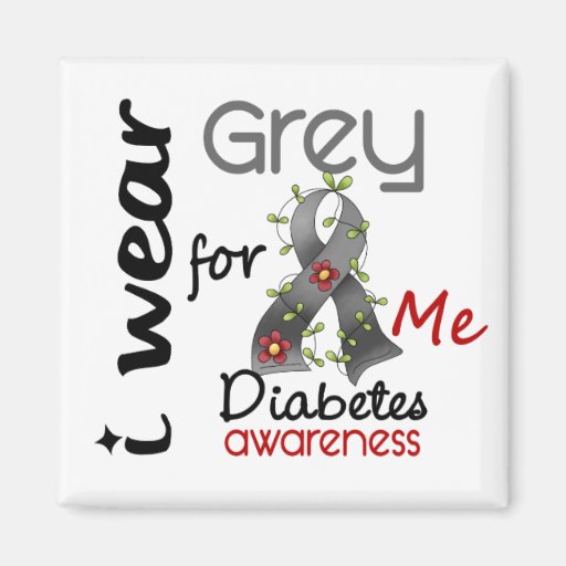 Diabetes I Wear Grey For ME 43 Fridge Magnet