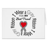 Diabetes I Wear Grey Ribbon For My  Best Friend Cards