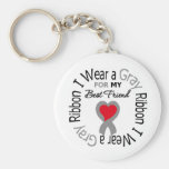 Diabetes I Wear Grey Ribbon For My  Best Friend Key Chain