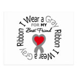Diabetes I Wear Grey Ribbon For My  Best Friend Post Cards