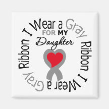 Diabetes I Wear Grey Ribbon For My Daughter Refrigerator Magnet