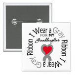 Diabetes I Wear Grey Ribbon For My Granddaughter Pinback Button