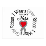 Diabetes I Wear Grey Ribbon For My  Hero Postcard