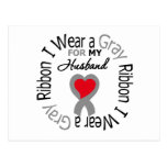 Diabetes I Wear Grey Ribbon For My Husband Post Cards