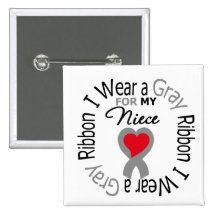 Diabetes I Wear Grey Ribbon For My  Niece Pin