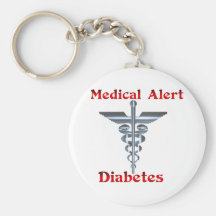 Diabetes Medical Alert Silver Rod & Snakes Key Chain