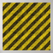 Diagonal Construction Hazard Stripes Poster