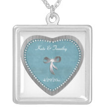 Diamond and Blue Heart keepsake Custom Jewelry