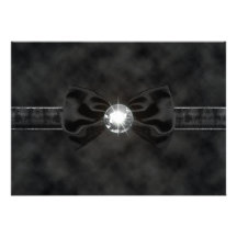 Diamond Black Tie Bow Gothic Invitation