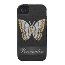 Diamond Butterfly Black Personalised iPhone 4/4S Vibe iPhone 4 Cases