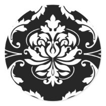 Diamond Damask in White on Black Sticker