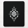 Diamond Damask, White on Black Mousepads